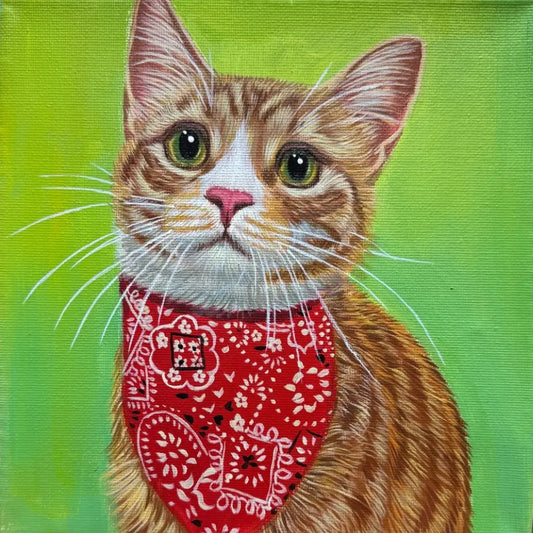 Custom hand-painted cat portrait — World Bee Day inspiration for creating a pollinator-friendly garden that's safe for pets, from Bolapawzi