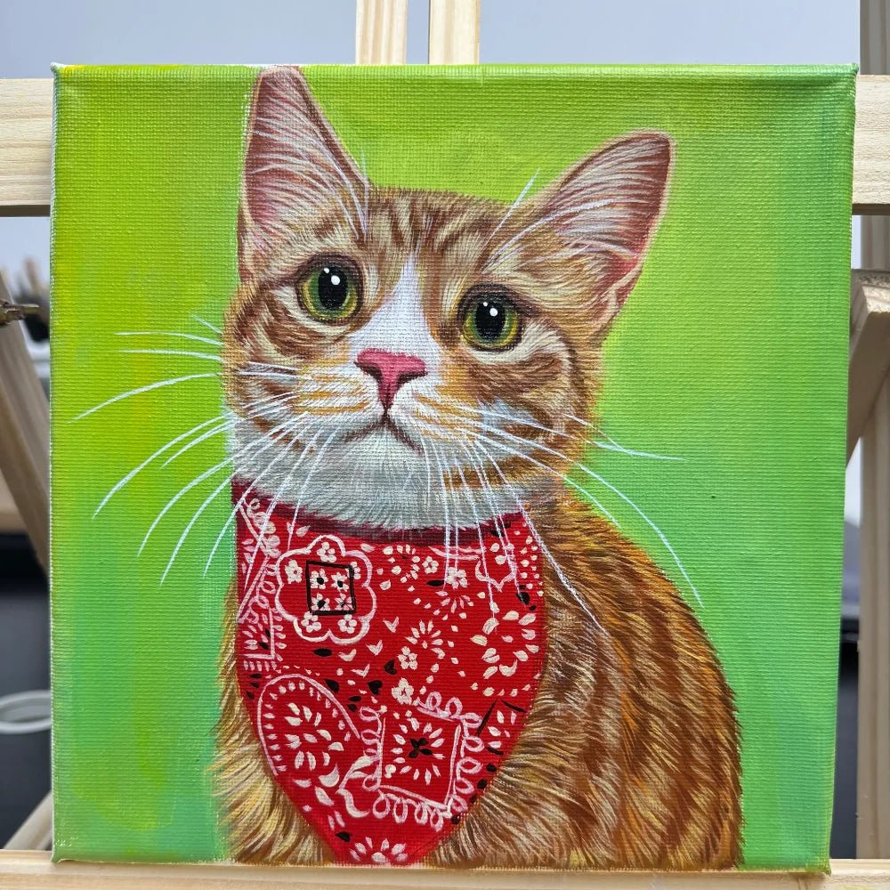 Custom ginger cat portrait displayed as a thoughtful Easter gift idea for pet lovers from Bolapawzi