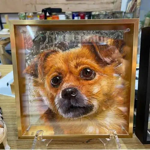 Bolapawzi Dimension Series 3D pet portrait showing multi-layer depth effect — a modern, statement-making custom pet artwork