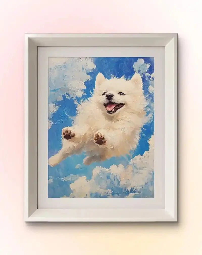 Custom hand-painted pet portrait as a Mother's Day gift for dog moms, showing a beautifully framed dog portrait — a meaningful and lasting present from Bolapawzi