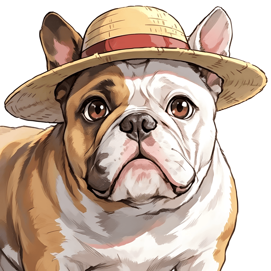 Custom hand-painted portrait of a flat-faced dog — Pug, Bulldog, or Boston Terrier — showcasing the breed's expressive face and unique character, by Bolapawzi