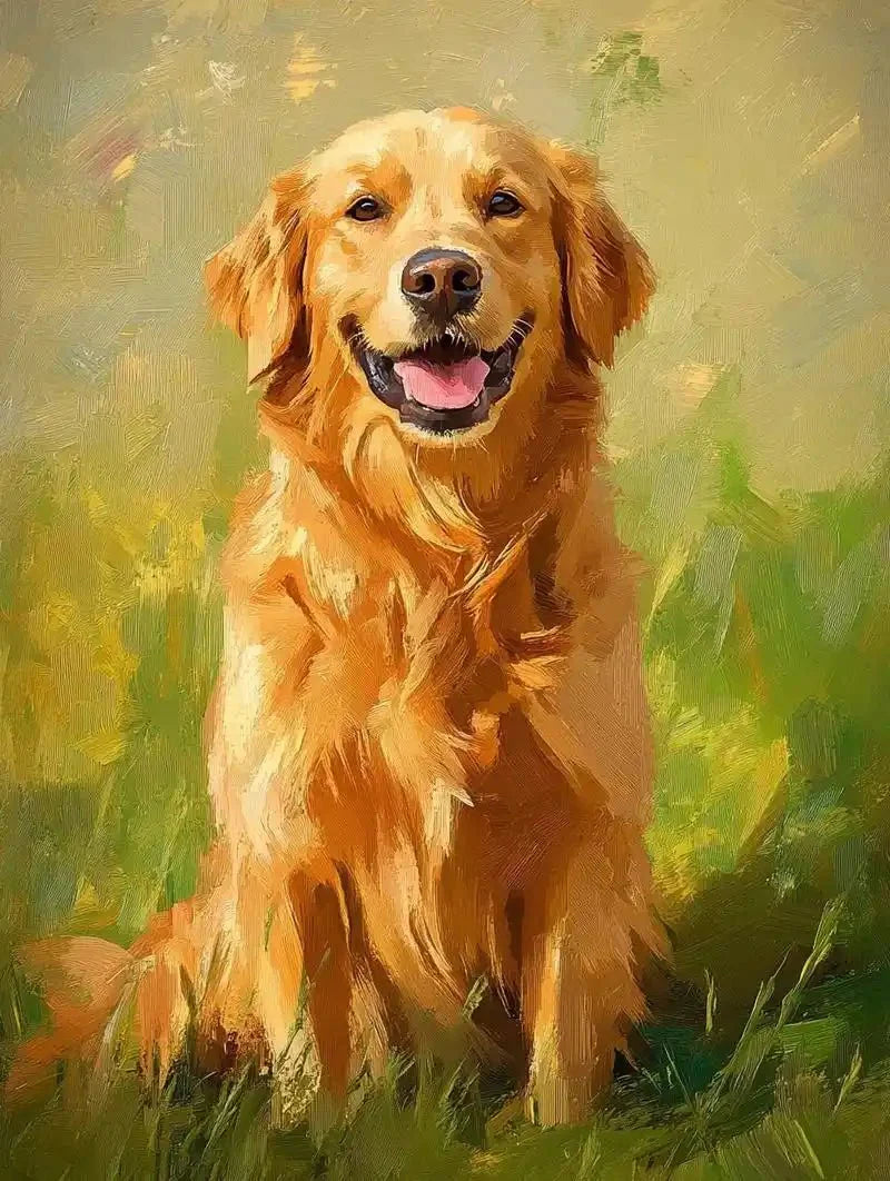 Golden Retriever resting peacefully in a sunbeam, the reference photo used to create a custom hand-painted memorial pet portrait at Bolapawzi
