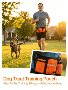Multi-Pocket Hands-Free Dog Treat Training Pouch – Reflective Dog Walking Fanny Pack with Poop Bag Dispenser