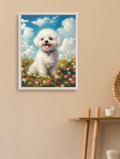 Artistic Style Hand-Painted Custom Pet Portrait-Spring flowers in full bloom