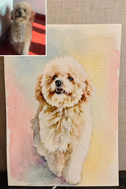 Custom Hand-Painted Original Pet Watercolor Artwork (Customized from Photos)