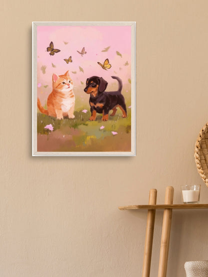 Artistic Style Hand-Painted Custom Pet Portrait-Pink Sky