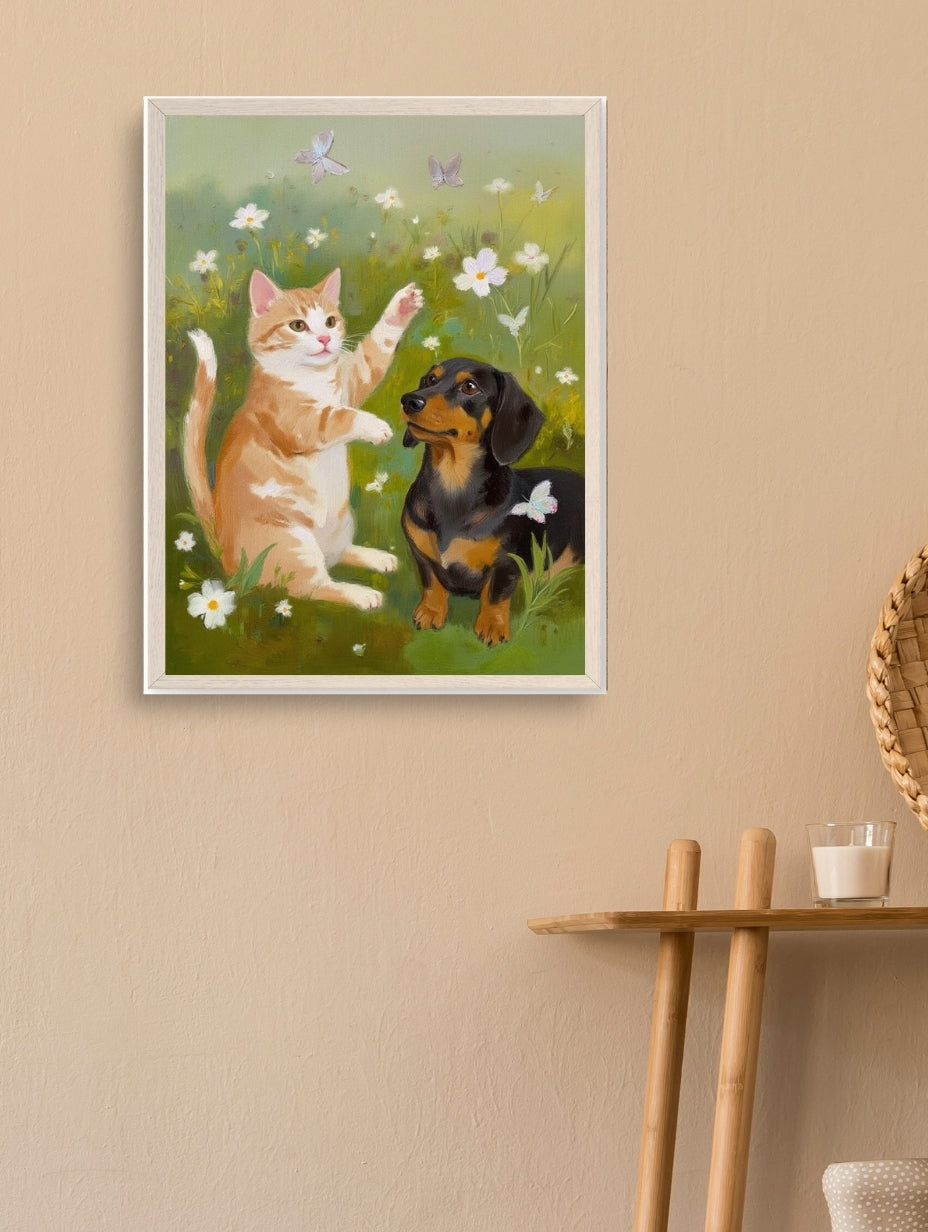 Artistic Style Hand-Painted Custom Pet Portrait-The world of daisies