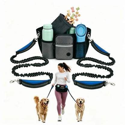 Multi-Pocket Hands-Free Dog Treat Training Pouch – Reflective Dog Walking Fanny Pack with Poop Bag Dispenser