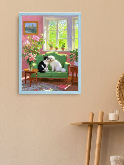 Artistic Style Hand-Painted Custom Pet Portrait-Living Room