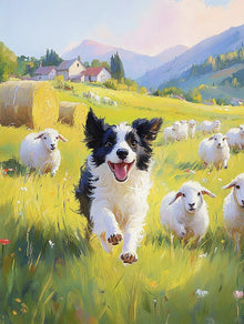 Élever des moutons - Peint à la main