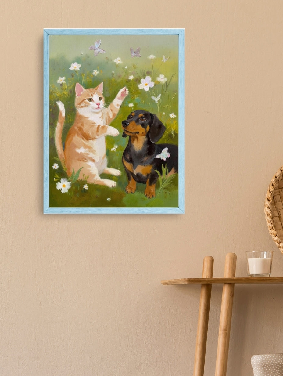 Artistic Style Hand-Painted Custom Pet Portrait-The world of daisies