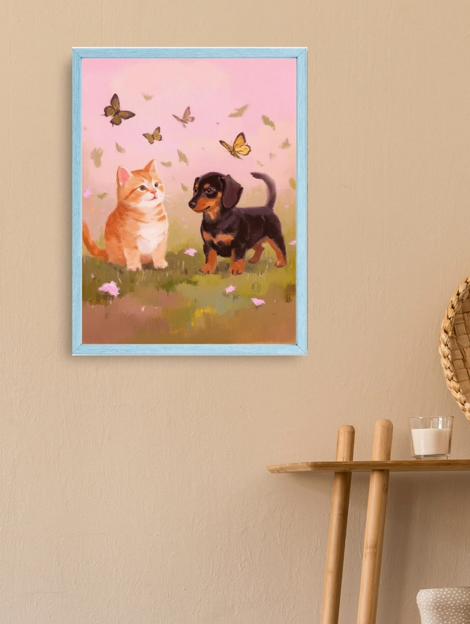 Artistic Style Hand-Painted Custom Pet Portrait-Pink Sky