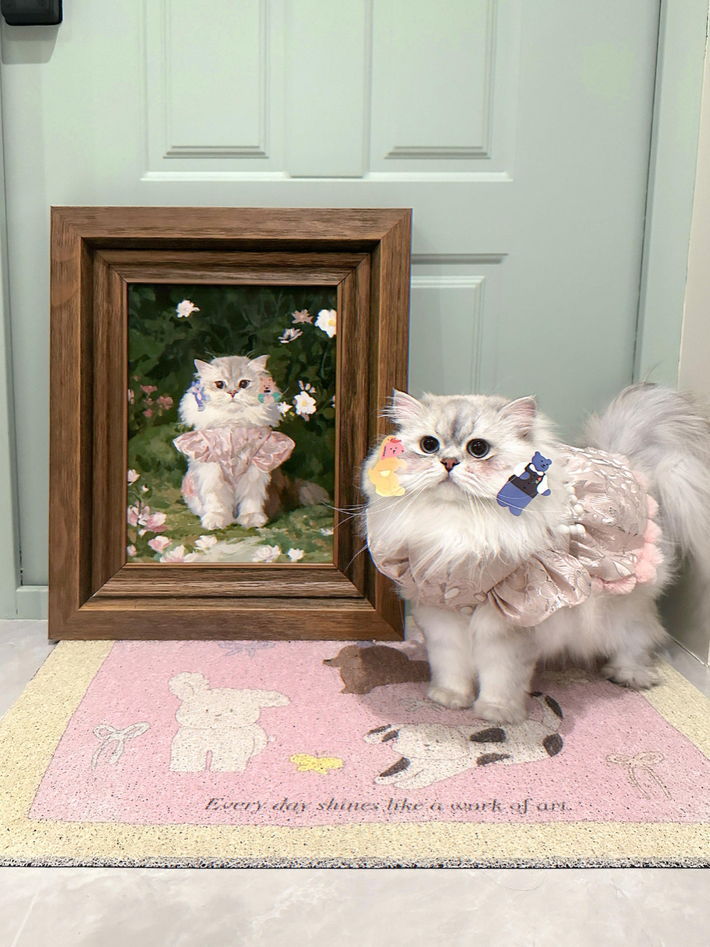 Artistic Style Hand-Painted Custom Pet Portrait-Flowers by the pond