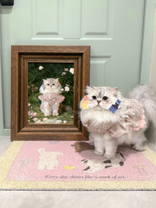 Artistic Style Hand-Painted Custom Pet Portrait-Flowers by the pond
