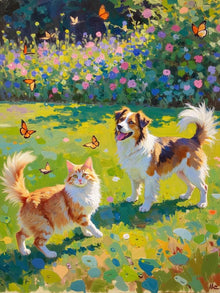 Herbe et fleurs - Peintes à la main