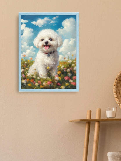 Artistic Style Hand-Painted Custom Pet Portrait-Spring flowers in full bloom