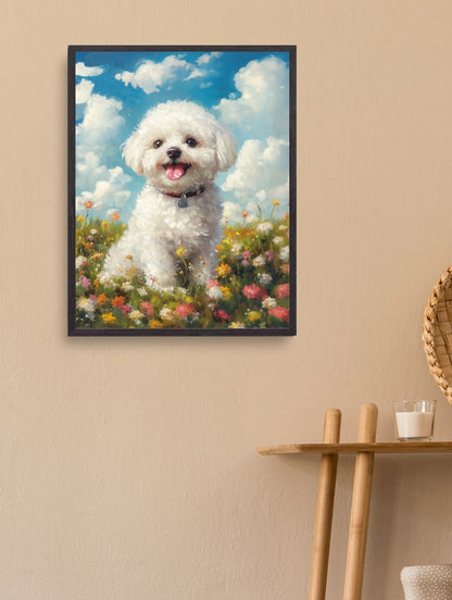 Artistic Style Hand-Painted Custom Pet Portrait-Spring flowers in full bloom