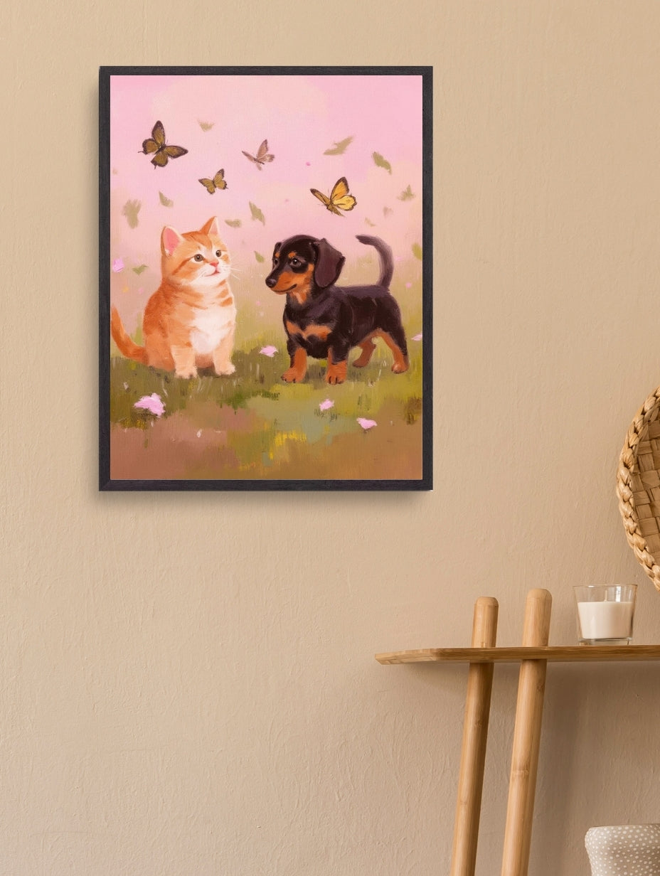 Artistic Style Hand-Painted Custom Pet Portrait-Pink Sky