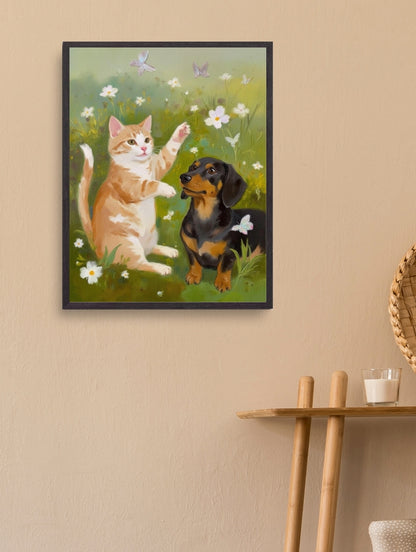 Artistic Style Hand-Painted Custom Pet Portrait-The world of daisies
