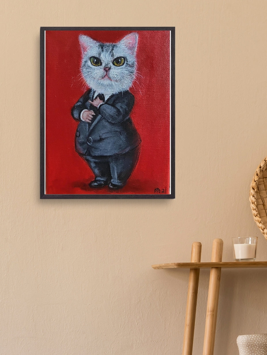 Artistic Style Hand-Painted Custom Pet Portrait-The Lawyer
