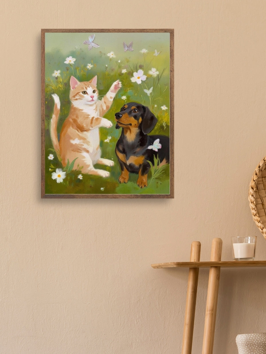 Artistic Style Hand-Painted Custom Pet Portrait-The world of daisies