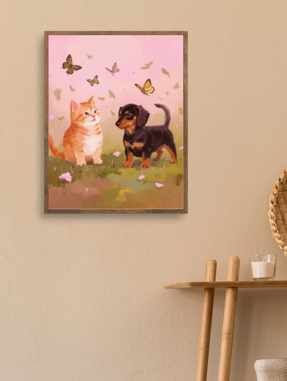 Artistic Style Hand-Painted Custom Pet Portrait-Pink Sky