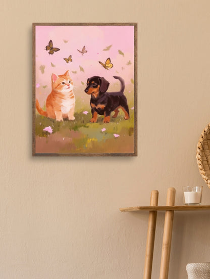 Artistic Style Hand-Painted Custom Pet Portrait-Pink Sky