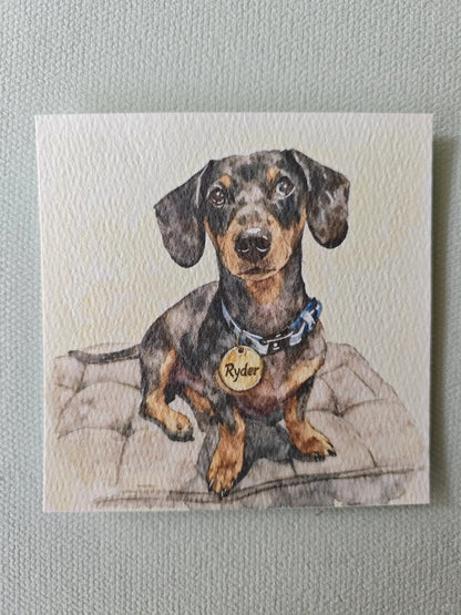 Custom Hand-Painted Original Pet Watercolor Artwork (Customized from Photos)