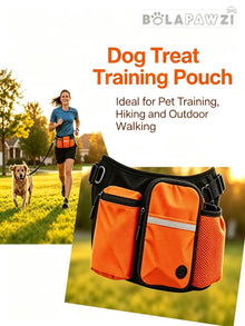 Multi-Pocket Hands-Free Dog Treat Training Pouch – Reflective Dog Walking Fanny Pack with Poop Bag Dispenser