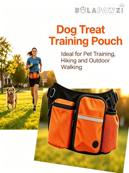Multi-Pocket Hands-Free Dog Treat Training Pouch – Reflective Dog Walking Fanny Pack with Poop Bag Dispenser