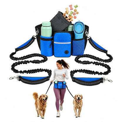 Multi-Pocket Hands-Free Dog Treat Training Pouch – Reflective Dog Walking Fanny Pack with Poop Bag Dispenser