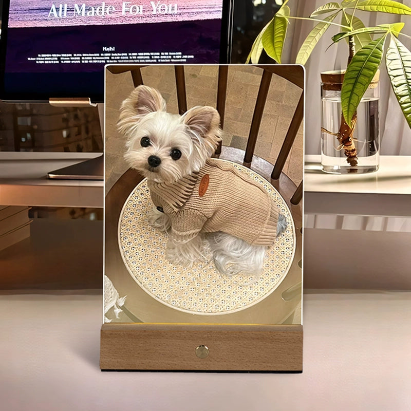 Custom LED Acrylic Pet Night Light – Personalized Glowing Desktop Keepsake