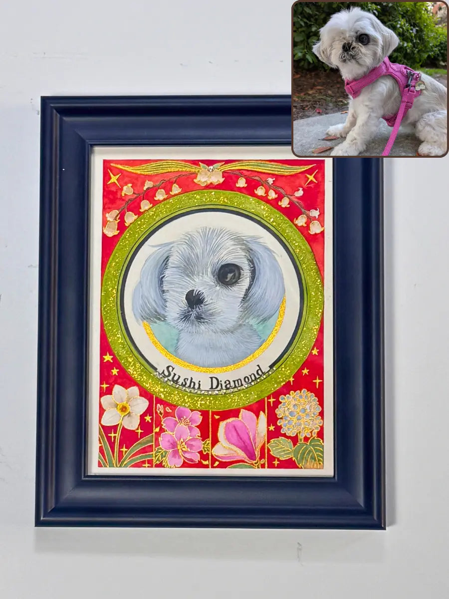 Art Nouveau Pet Portrait — Custom Mucha-Style, Hand-Painted