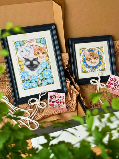 Bolapawzi Mucha portrait gift box - Art Nouveau hand-painted pet art premium packaging