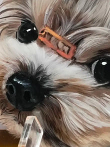 3D layered pet portrait side angle detail - multi-layer acrylic depth effect closeup