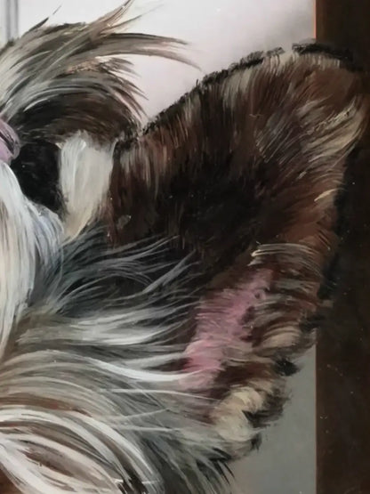 Multi-layer acrylic pet portrait depth detail - 3D hand-painted artwork texture view