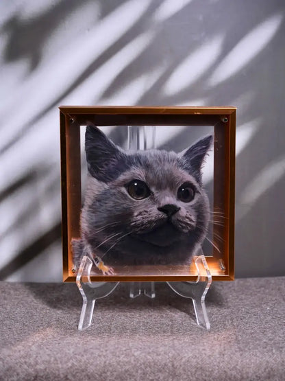 Custom 3D multi-layer cat portrait - acrylic depth effect hand-painted feline artwork