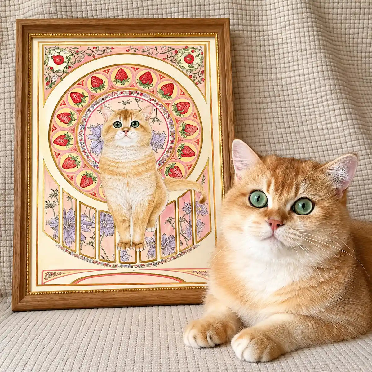 Art Nouveau Pet Portrait — Custom Mucha-Style, Hand-Painted