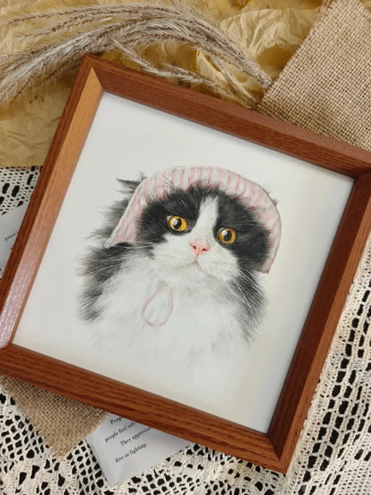Custom colored pencil pet portrait hand-drawn from photo - realistic cat art by Bolapawzi