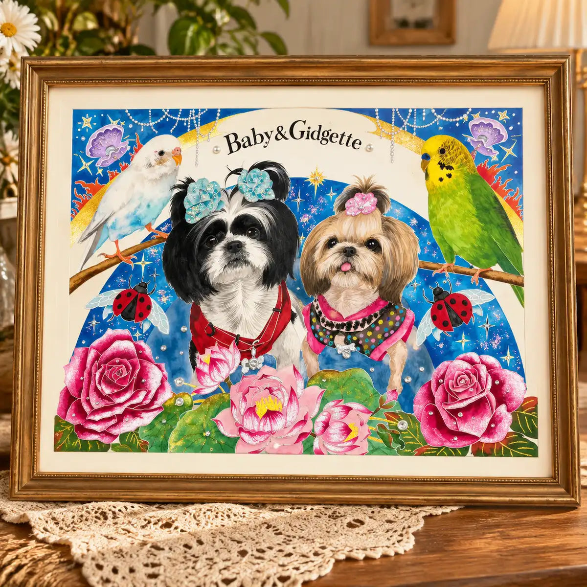 Art Nouveau Pet Portrait — Custom Mucha-Style, Hand-Painted