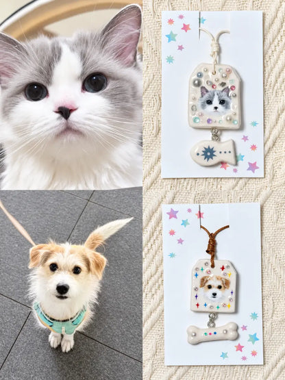 Custom Pet Portrait Charm – Handmade from Your Photo