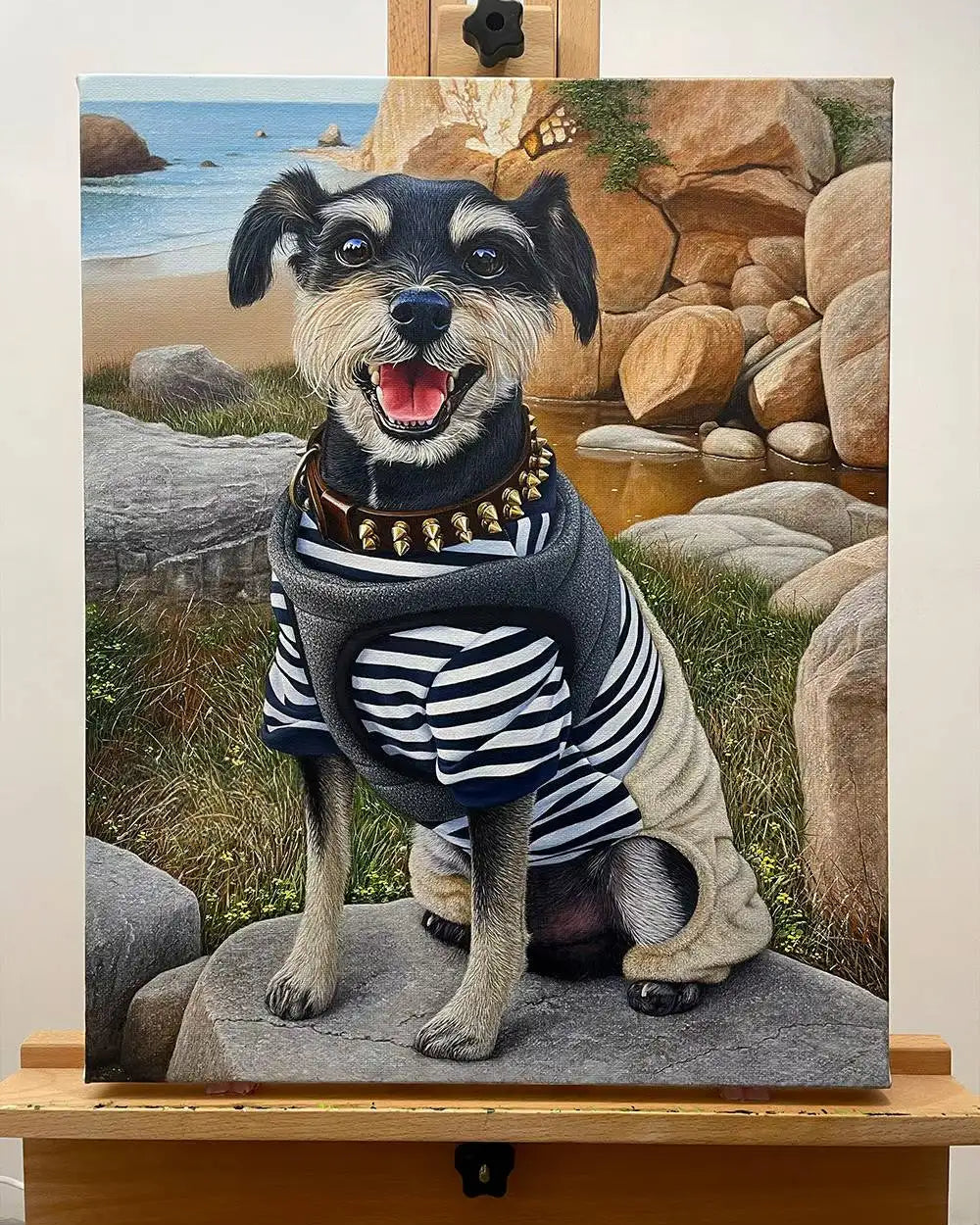 Hand-painted custom realistic oil paintings of dogs, created from photographs