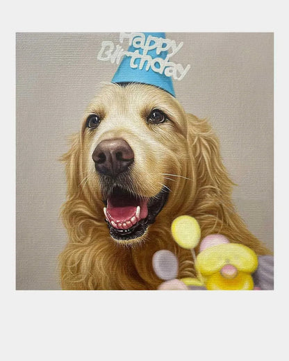 Custom heirloom Golden Retriever oil pet portrait commissioned as a meaningful memorial gift