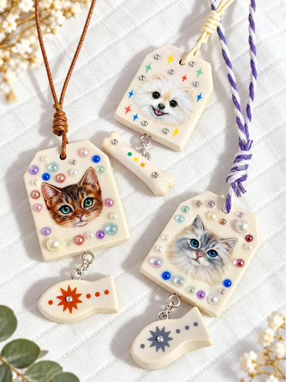 Custom Pet Portrait Charm – Handmade from Your Photo